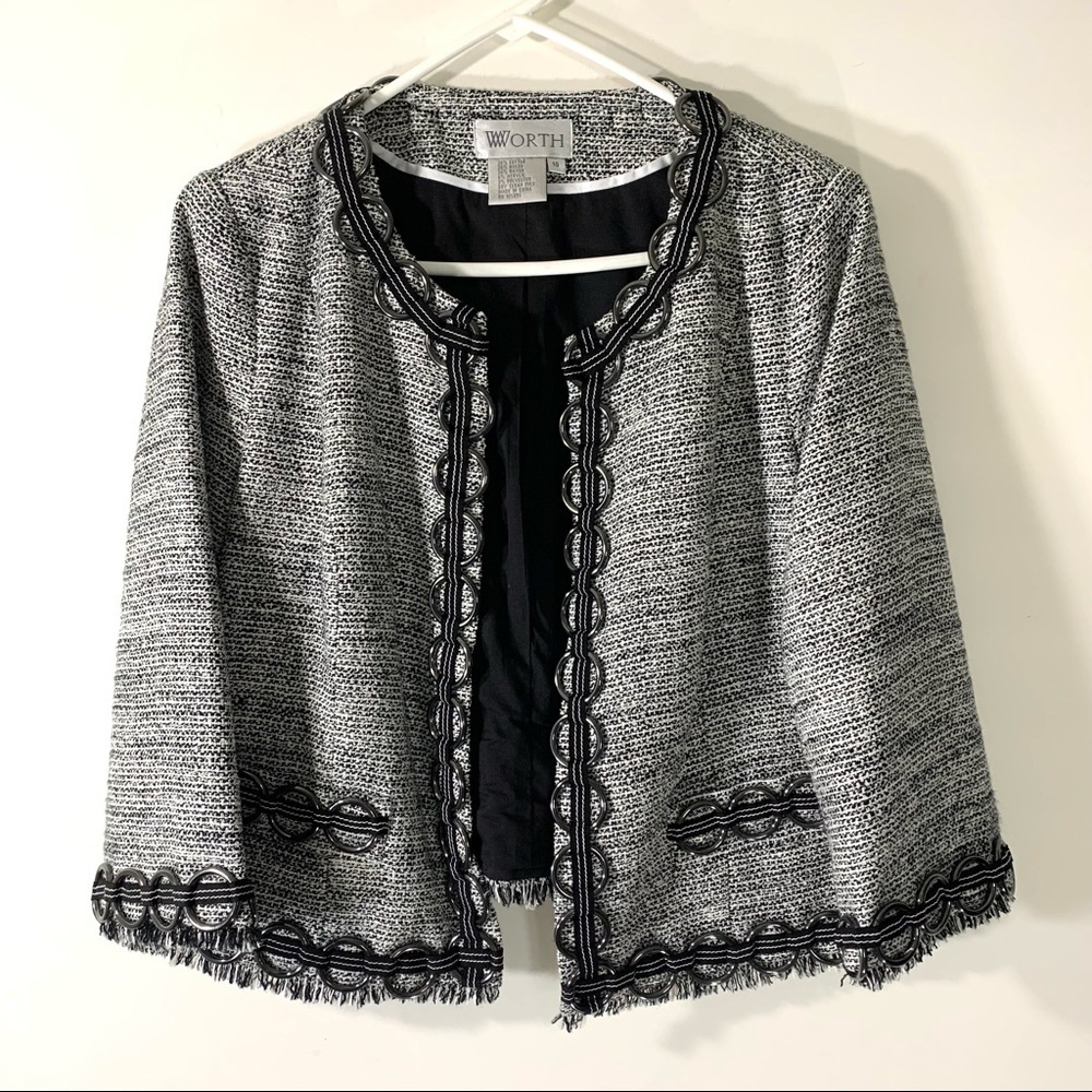 W by Worth Tweed Blazer w Metal Circle Detail
